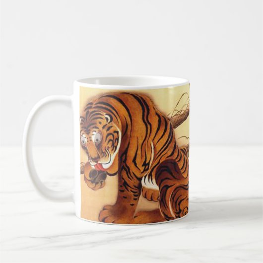 タイガーイラストレーションby伊藤若冲 コーヒーマグカップ (左)