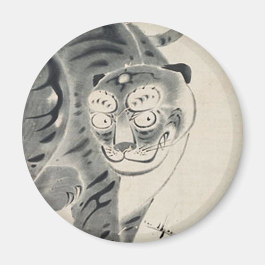 タイガーイラストレーションby伊藤若冲 マグネット (正面)