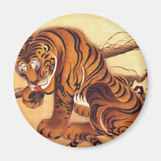 タイガーイラストレーションby伊藤若冲 マグネット (正面)