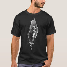 タイガーインクウォッシュダークアートTシャツ