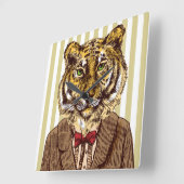 タイガーイン夕べ衣服 スクエア壁時計 (傾斜)