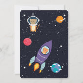 タイガーイン宇宙ベイビーシャワー宇宙ネイビー銀河系 招待状 (裏面)