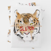 タイガーウォーターカラーアニマルハッピーバースデー ラッピングペーパーシート (インサイチュ)