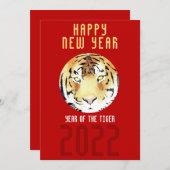 タイガーウォーターカラー中国のレッドニューイヤー2022〔占星術の〕十二宮図 シーズンカード (正面/裏面)
