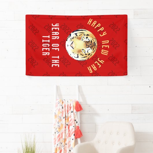 タイガーウォーター中国のカラー新年2022〔占星術の〕十二宮図赤 横断幕 (インサイチュ)