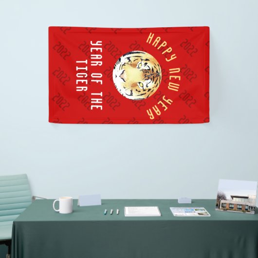タイガーウォーター中国のカラー新年2022〔占星術の〕十二宮図赤 横断幕 (トレードショー)