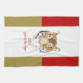 タイガーウォーター中国のカラー2022年新年〔占星術の〕十二宮図 キッチンタオル (横)