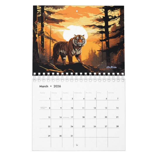 タイガーウォール毎月カレンダー2025 カレンダー (3月 2026)