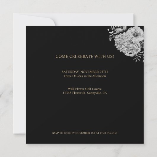 タイガーエレガントフローラサプライズ誕生日パーティー 招待状