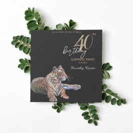 タイガーエレガントフローラサプライズ誕生日パーティー 招待状