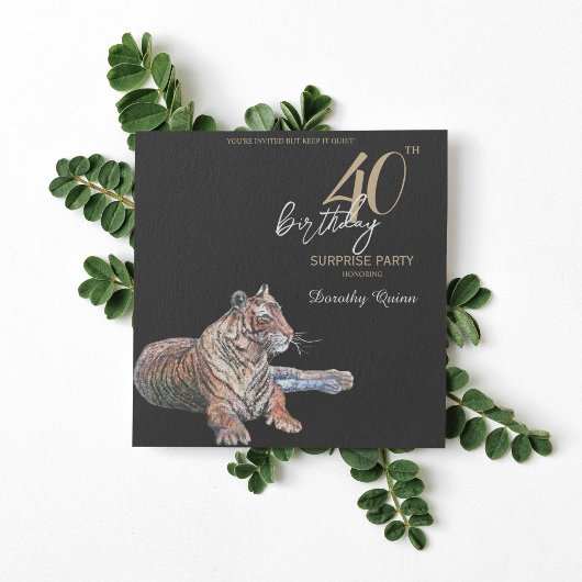 タイガーエレガントフローラサプライズ誕生日パーティー 招待状