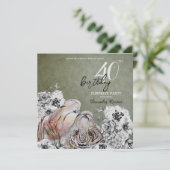 タイガーエレガントボタニカルフローラサプライズ誕生日 招待状 (スタンド正面)