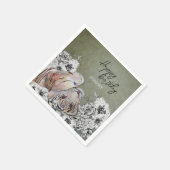 タイガーエレガントボタニカルフローラセージ金ゴールド誕生日 スタンダードカクテルナプキン (角)