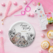 タイガーエレガントボタニカルフローラ誕生日 ペーパープレート (パーティー)