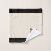 タイガーエレガント顔オンベージュとブラック バスタオルセット (ウォッシュタオル)