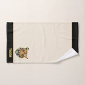 タイガーエレガント顔オンベージュとブラック バスタオルセット (ハンドタオル)