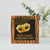 タイガーオレンジブラックハロウィーンマスカレードパーティー 招待状 (スタンド正面)