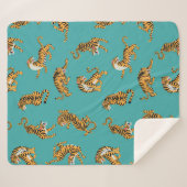 タイガーオンティール（緑がかった色）パターン シェルパブランケット (正面(横))