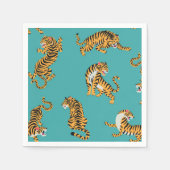 タイガーオンティール（緑がかった色）パターン スタンダードカクテルナプキン (正面)