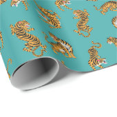 タイガーオンティール（緑がかった色）パターン ラッピングペーパー (ロールコーナー)