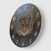 タイガーカッコいいヘッドレザールック ラージ壁時計 (傾斜)