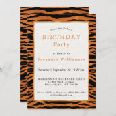 タイガーカッパーアニマルプリント誕生日 招待状 (正面/裏面)