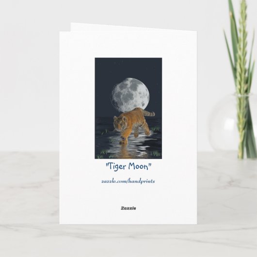 タイガーカッブワイルドキャットフルムーンファンタジー誕生日カード カード (裏面)