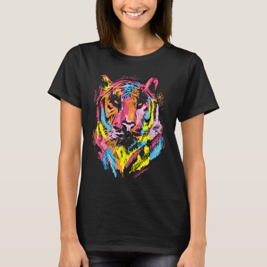 タイガーカラフルアート動物愛好家tiger_1 tシャツ (正面)