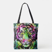 タイガーカラフルヘッドポートレート – タイガートートバッグ トートバッグ (裏面)