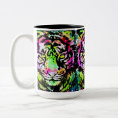 タイガーカラフルヘッドポートレート- Tiger Coffee Mug ツートーンマグカップ (左)