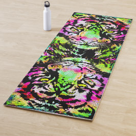 タイガーカラフルヘッドポートレート- Tiger Yoga Mat ヨガマット