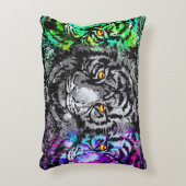 タイガーカラフルヘッド – タイガーのアートワーク – タイガーの枕 アクセントクッション (正面(垂直))