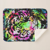 タイガーカラフルヘッド – タイガーシェルパ毛布 シェルパブランケット (正面(横))