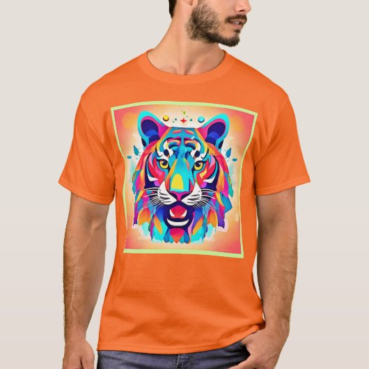 タイガーカラフル顔アート Tシャツ (正面)