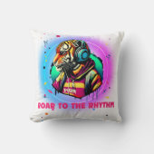 タイガーカラフル顔 クッション (正面)