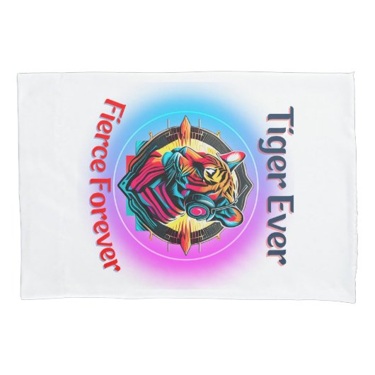 タイガーカラフル顔 枕カバー (正面)