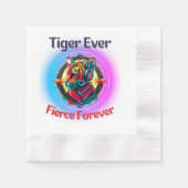 タイガーカラフル顔 縁ありカクテルナプキン (正面)