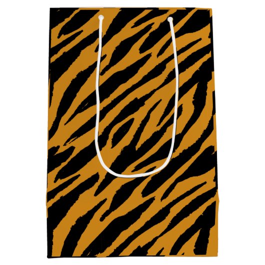 タイガーカラーパターン動物の恋人 ミディアムペーパーバッグ (裏面)