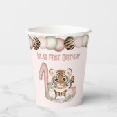 タイガーガールピンク1stバースデーサファリテーマ 紙コップ (裏面)
