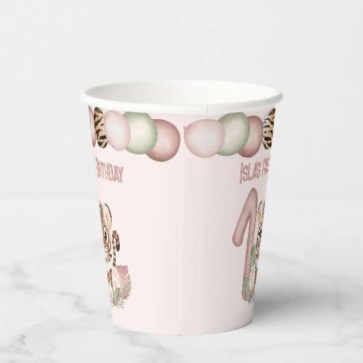 タイガーガールピンク1stバースデーサファリテーマ 紙コップ (右)