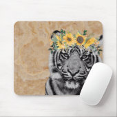 タイガーキャットアニマルサンフラワーズボホアートカラフル マウスパッド (マウス)