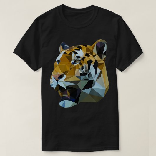 タイガーキャットローポリ芸術的デザイン Tシャツ (デザイン正面)