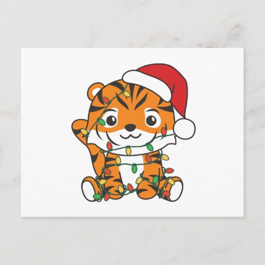 タイガークリスマスウィンターアニマルズホリデータイガース シーズンポストカード (正面)