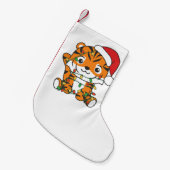 タイガークリスマスウィンターアニマルズホリデータイガース スモールクリスマスストッキング (正面 (吊り時))