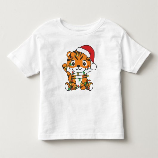 タイガークリスマスウィンターアニマルズホリデータイガース トドラーTシャツ (正面)