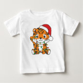 タイガークリスマスウィンターアニマルズホリデータイガース ベビーTシャツ (正面)