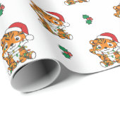 タイガークリスマスウィンターアニマルズホリデータイガース ラッピングペーパー (ロールコーナー)