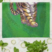 タイガークリスマスオングリーン キッチンタオル (折り畳み)