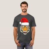 タイガークリスマスサンタハットクリスマスギフトキッズボーイズ Tシャツ (正面フル)