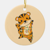 タイガークリスマススノーウィンターアニマルティガーセラミック セラミックオーナメント (正面)